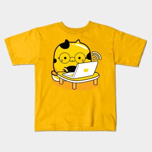 yellow cat programmer profession Kids T-Shirt